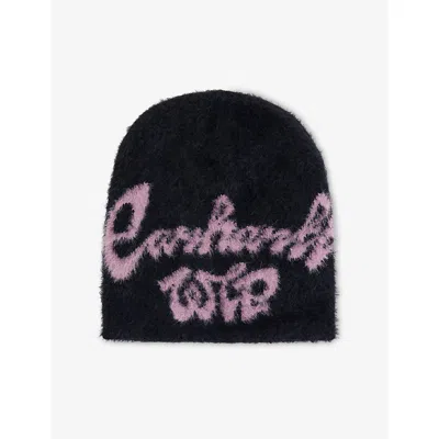 Carhartt Omens Black Glassy Pink Chedda Knitted Cotton-blend Beanie Hat