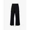 Carhartt Omens Black Kingston Logo-patch Cotton Cargo Trousers In Black