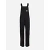 Carhartt Black Denim Overalls With Pocket In Black Rinsed