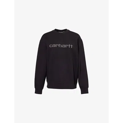 Carhartt Omens  Wip Rivet Script Regular-fit Cotton-blend Sweatshirt In Black / Silver