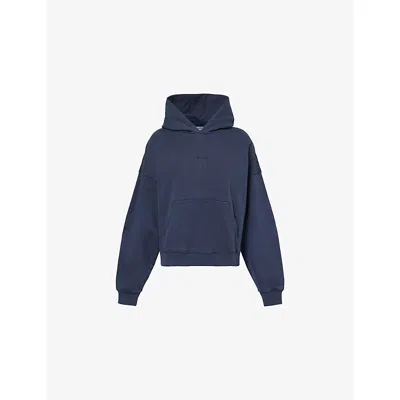 Carhartt Omens Carbon Benton Logo-embroidered Cotton Hoody In Blue
