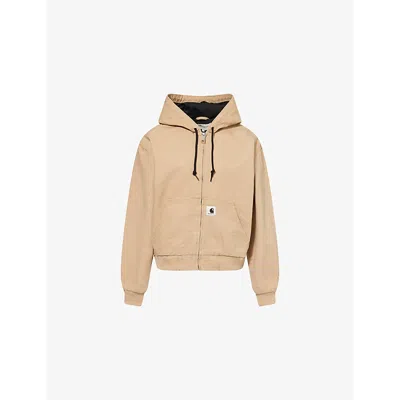Carhartt Omens Dusty H Brown Active Hooded Cotton-canvas Jacket Xs