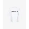 Carhartt Omens White Archive Script Logo-print Cotton T-shirt Xs In White