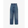 Carhartt Ip Womens Camano Patch-pockets Denim Trousers Blue Dark Wash Xs In Blue