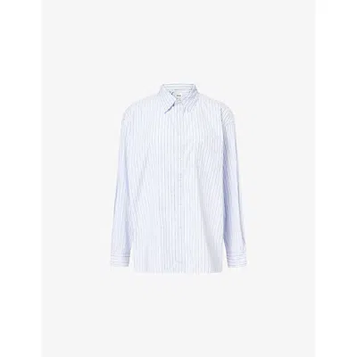 Carhartt Omens Keene Stripe, White Keene Striped Cotton Shirt In Blue