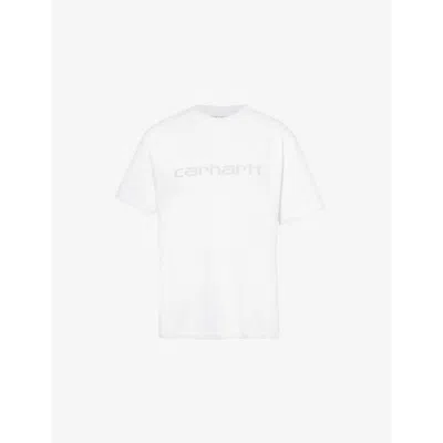 Carhartt Omens  Wip Rivet Script Short-sleeve Organic-cotton Jersey T-shirt In White