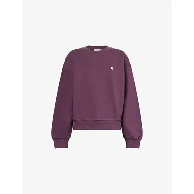Carhartt Omens Cozy Purple/silver Casey Logo-embroidered Cotton Sweatshirt