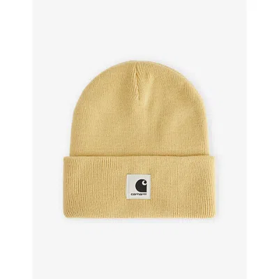 Carhartt Omens Flare Ashley Brand-patch Knitted Beanie In Yellow