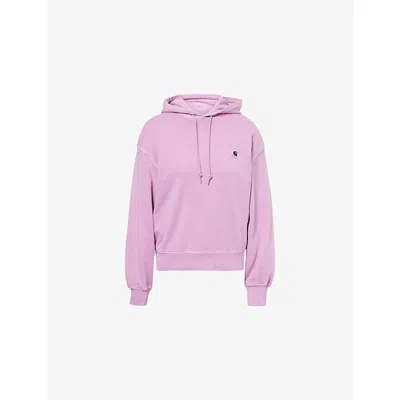 Carhartt Omens Gentle Purple Nelson Logo-patch Cotton Hoody In Pink