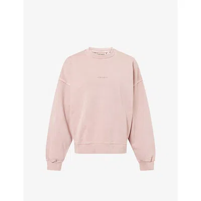 Carhartt Omens Glassy Pink Benton Logo-embroidered Cotton Sweatshirt