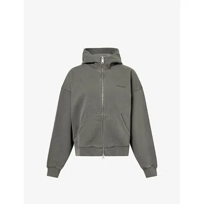 Carhartt Omens Graphite Benton Zip-up Cotton Hoody In Gray