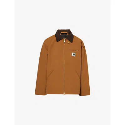 Carhartt Omens  Wip Clark Corduroy-collar Canvas Jacket In Brown