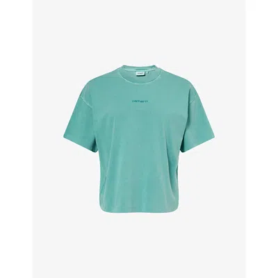 Carhartt Omens Lily Benton Logo-emboidered Cotton T-shirt In Blue