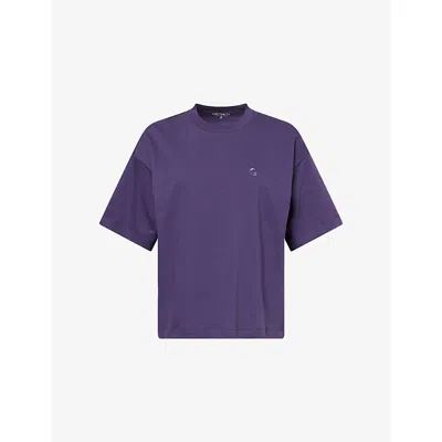 Carhartt Omens Lokers Chester  Logo-print Cotton T-shirt In Purple