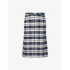 Carhartt Omens Navy Check Tarbell Check-print Cotton Knee-length Skirt In Navy Check