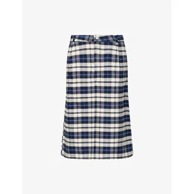 Carhartt Omens Navy Check Tarbell Check-print Cotton Knee-length Skirt