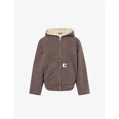 Carhartt Omens Palisander Mitch Fleece-lined Cotton Jacket Xs In Brown