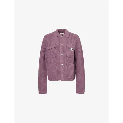 Carhartt Ip Womens Michigan Knitted Cardigan Phlox Xs In Pink