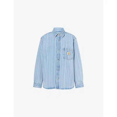 Carhartt Omens Rylan Stripe, Blue Rylan Striped Denim Shirt