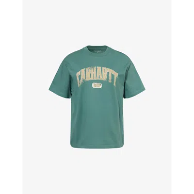 Carhartt Omens  Wip Lecture Short-sleeve Cotton T-shirt In Silver Pine
