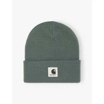 Carhartt Omens Velvet Green Ashley Brand-patch Knitted Beanie