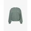 Carhartt Omens Velvet Green / Silver Casey Logo-embroidered Cotton Sweatshirt Xs In Gray