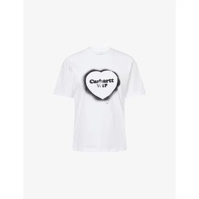 Carhartt Omens White Logo Spray Heart Cotton T-shirt Xs