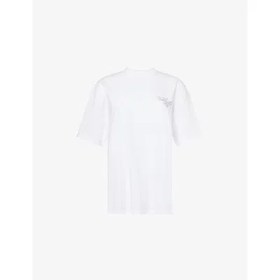 Carhartt Omens White Round-neck Logo-print Cotton T-shirt