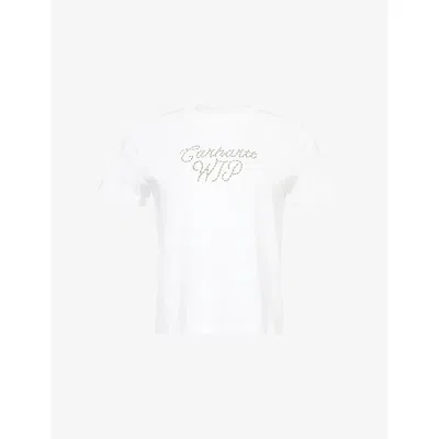 Carhartt Omens  Wip Sunflower Logo-print Cotton-jersey T-shirt In White