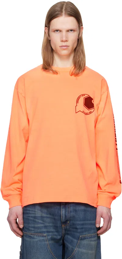 Carhartt Orange L/s Industry T-shirt In 2n8gd Lumo Orange /