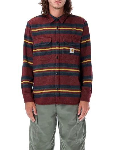 Carhartt Oregon Stripe Shirt Jacket In Starco Bordeaux
