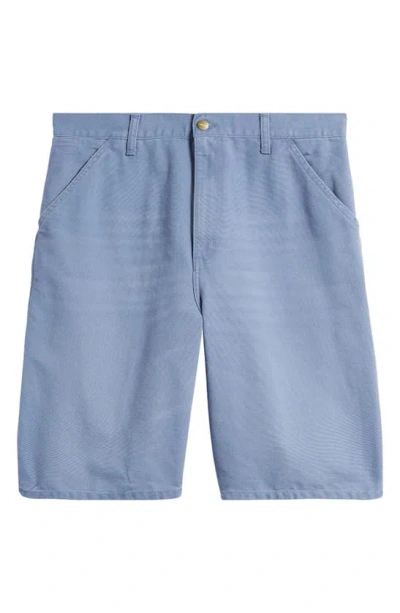 Carhartt Organic Cotton Canvas Carpenter Shorts In Bay Blue Aged Canva