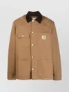 Carhartt Organic Cotton Canvas Jacket Featuring Pockets In Brown
