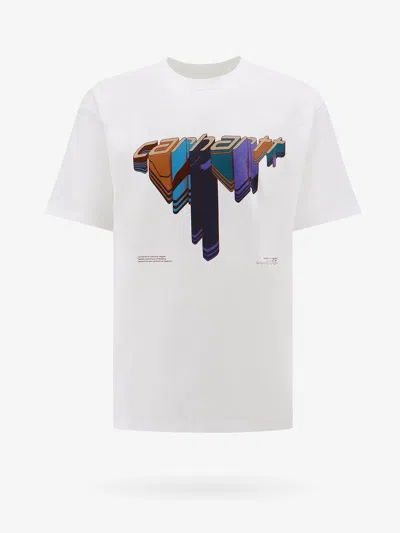 CARHARTT ORGANIC COTTON T-SHIRT WITH DIAGRAM SCRIPT PRINT