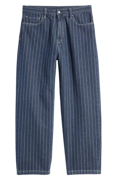 Carhartt Orlean Stripe Jeans In Blue/ White Stone Washed