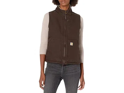 Carhartt Ov277 Sherpa Lined Mock Neck Vest In Brown