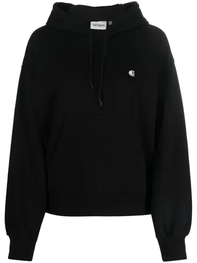 Carhartt Casey Logo-embroidered Cotton Hoodie In Black