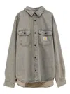 Carhartt Oversized Shirt Crafted From Sandblasted Cotton Denim In Blue