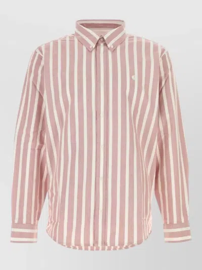 Carhartt Oxford Deven Shirt Long Sleeves Striped In Pink