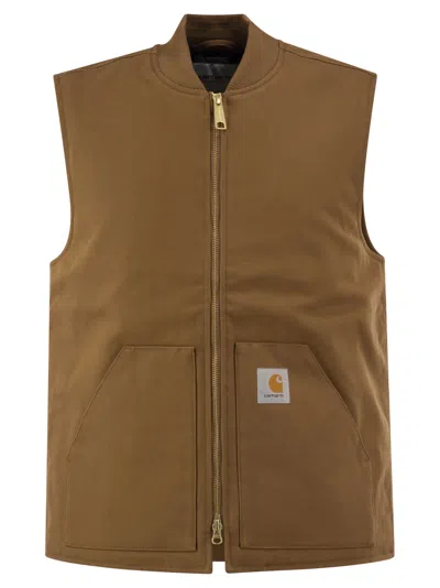 Carhartt Padded Cotton Canvas Vest In Brown
