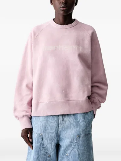 Carhartt Painter Logo-print Raglan-sleeve Sweater In Pink
