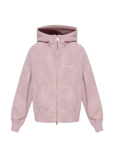 Carhartt Omens Hortensia Embroidered-logo Paint-splatter Cotton Hoodie Xs In Multi