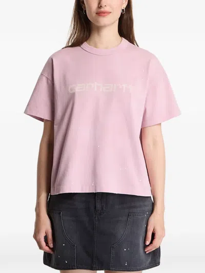 Carhartt Painter Splatter-effect Logo-print T-shirt In Pink