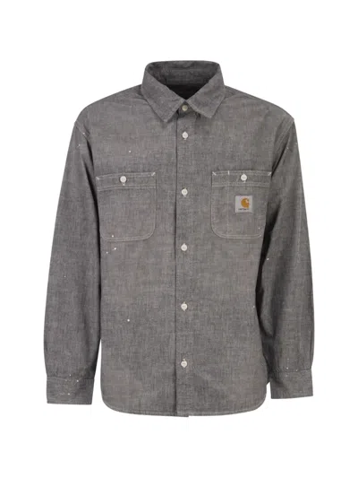 Carhartt Wip Cotton Shirt With Paint Splatter Details In Gray