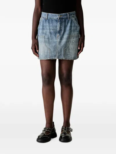 Carhartt Paint-splatter Denim Skirt In Blue