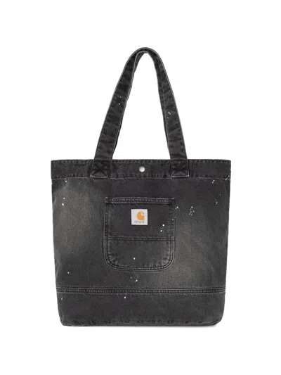 Carhartt Paint-splatter Denim Tote Bag In Purple