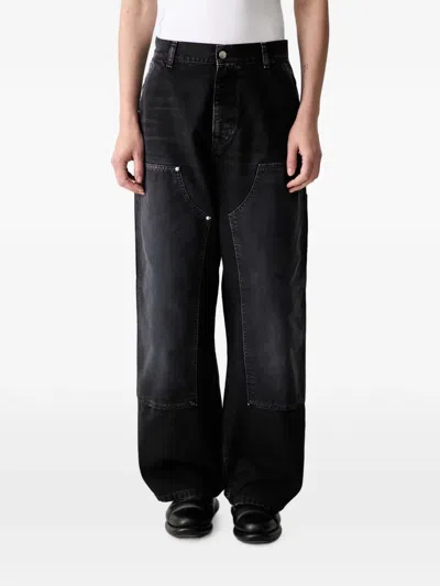 Carhartt Wip Logo Patch Double-knee Trousers In Black