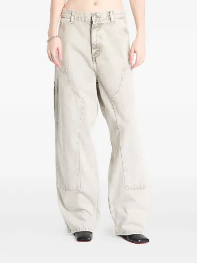 Carhartt Panelled Cotton Trousers In White