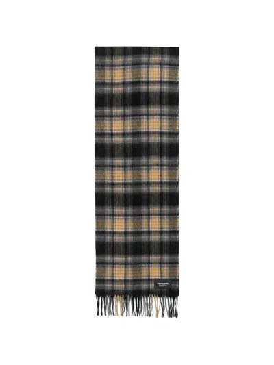 Carhartt Parson Check-pattern Scarf In Gray