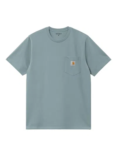 Carhartt Patch-pocket Organic-cotton T-shirt In Blue